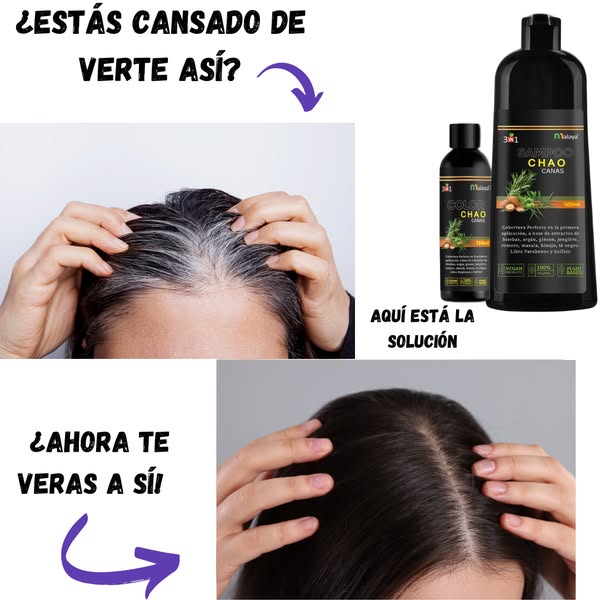 Shampoo Anticanas + Tratamiento - ¡Despedirte de las canas de manera natural y duradera nunca fue tan fácil!